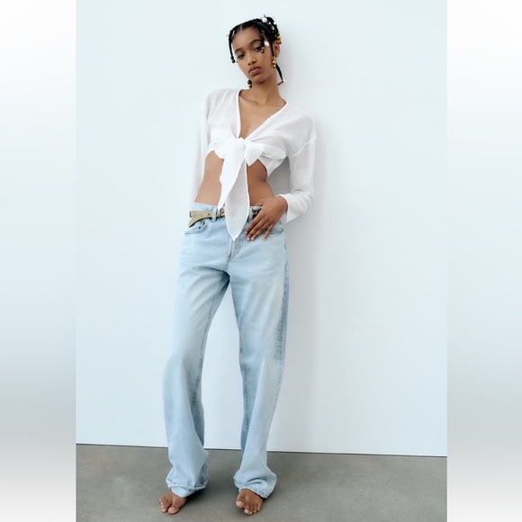 ZARA knotted texture cropped top - Picture 2 of 4